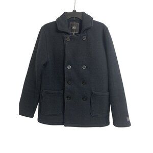 Obey Propaganda M Knit Double Breasted Pea Coat W/ Nautical Buttons